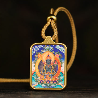 Small Yellow God Of Wealth Green Pendants