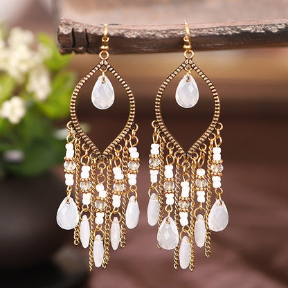 Handmade Water Drop Bead Bohemian Eardrops Earrings