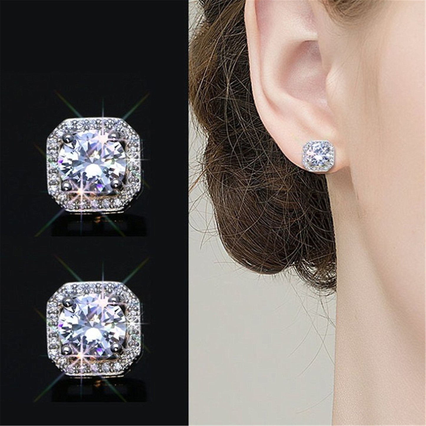 Stylish Round Zircon Female Pearl Colored Earrings