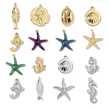 Fish Seahorse Stainless Steel Starfish Shell Pendants