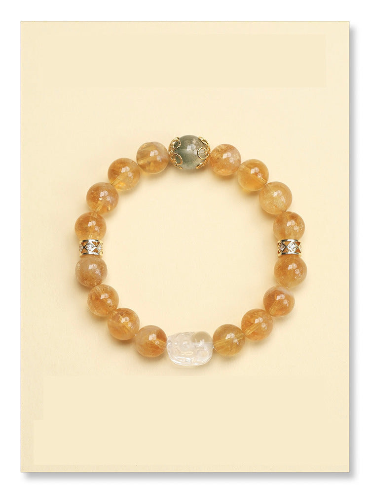 Natural Yellow Citrine White Crystal Gift Bracelets