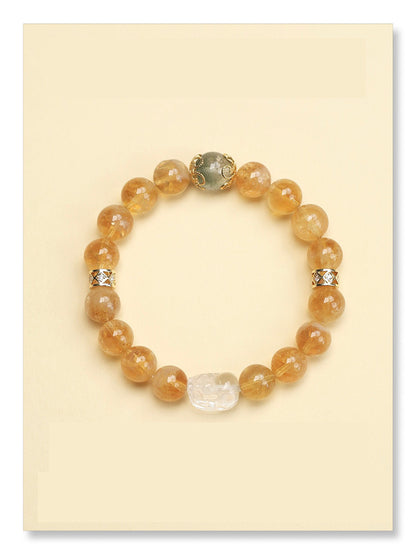 Natural Yellow Citrine White Crystal Gift Bracelets