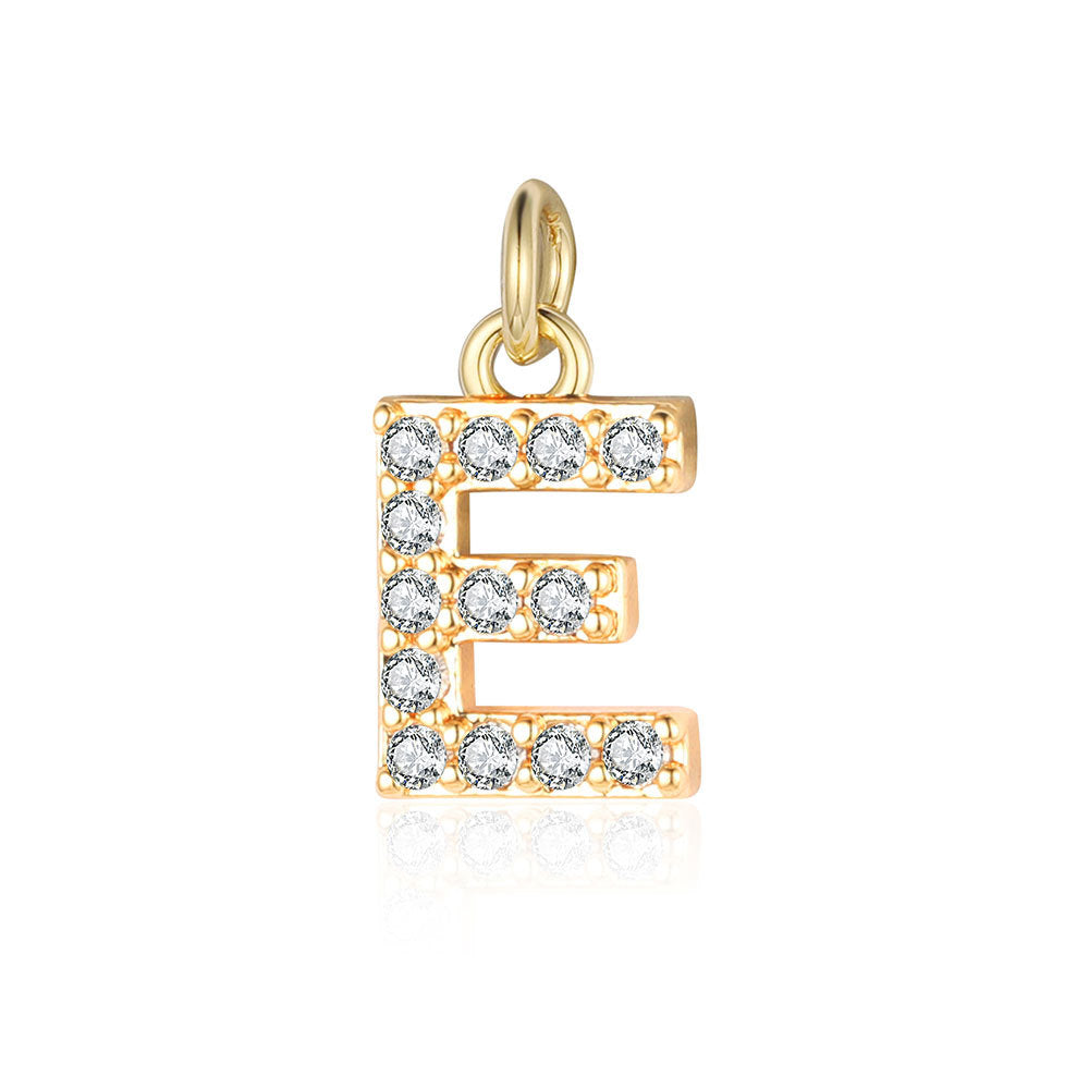 English Letters Copper Zircon Ornaments Accessories Yellow Gold Pendants