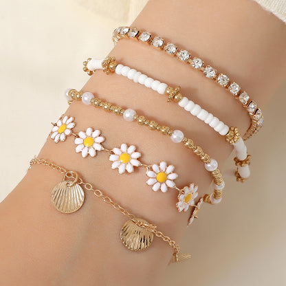Vacation Bohemian Style Sunflower Small Golden Bracelets