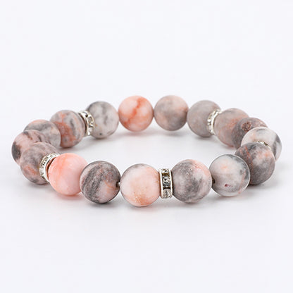 Pink Zebra Spot Frosted Stone Beaded Bracelets