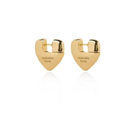 Metallic Geometric Heart Shape Notched Sier Needle Temperament Entry Rings