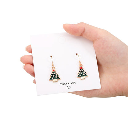 Christmas Tree Elderly Snowflake Crutch Creative Earrings