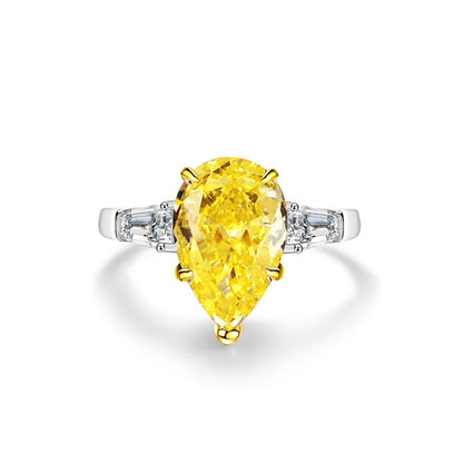 Sterling Sier Yellow Diamond Female Ice Rings