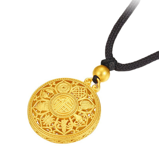 Women's & Men's Placer Gold Eight Treasures Compass Fu Lian Pendants