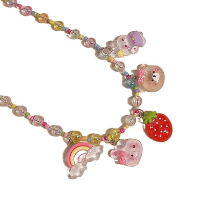 Korean Transparent Resin Color Beaded Little Princess Cute Cartoon Necklaces
