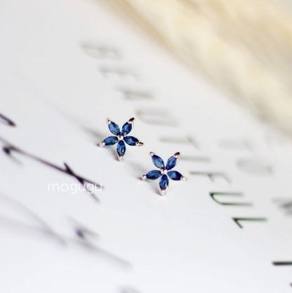 Women's Flower Ear Blue Zircon Fashion Simple Earrings