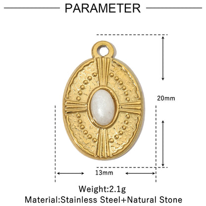 Natural Stone Titanium Steel Female French Pendants