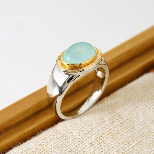 Women's Fashion Jewelry Retro Gold-plated Two-color Opal Rings
