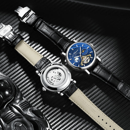 Men's Watch Automatic Moon Phase Hollow Tourbillon Mechanical Watches