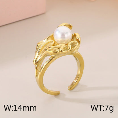 Fashion Design Geometric Gold Plated Titanium Rings