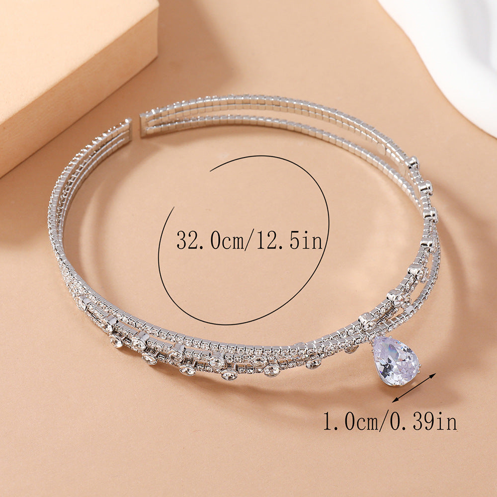 Zircon Water Drop Headband Big Gem Necklaces