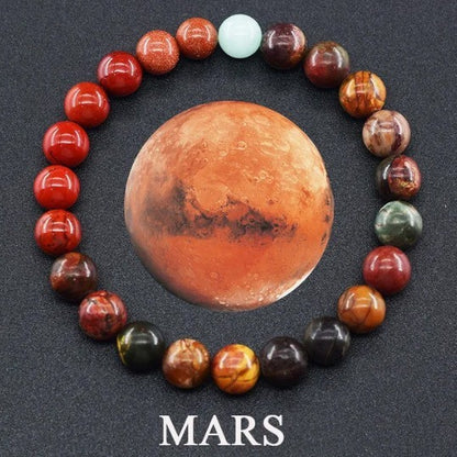 Men's Nine Planets Natural Stone Sun Saturn Bracelets