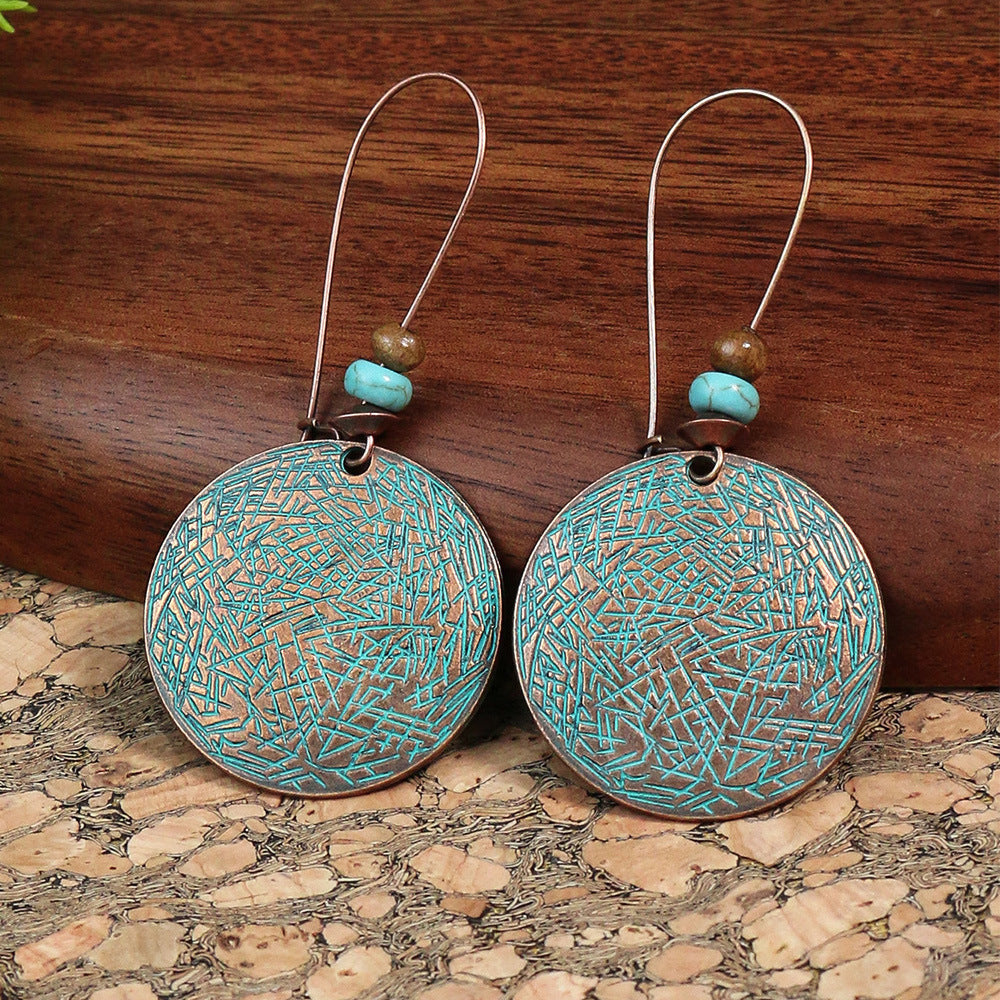 Style Geometric Round Personality Distressed Tribe Earrings