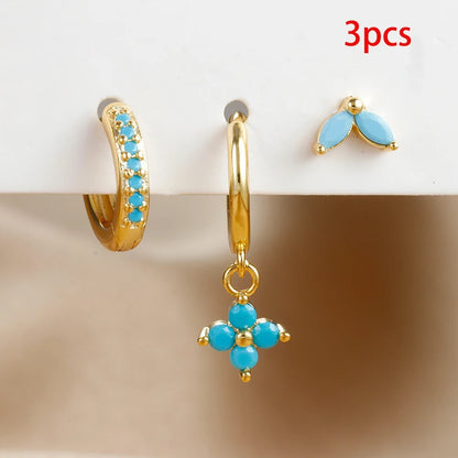 Flowers Ear Hook Eardrops Geometric High-grade Rings