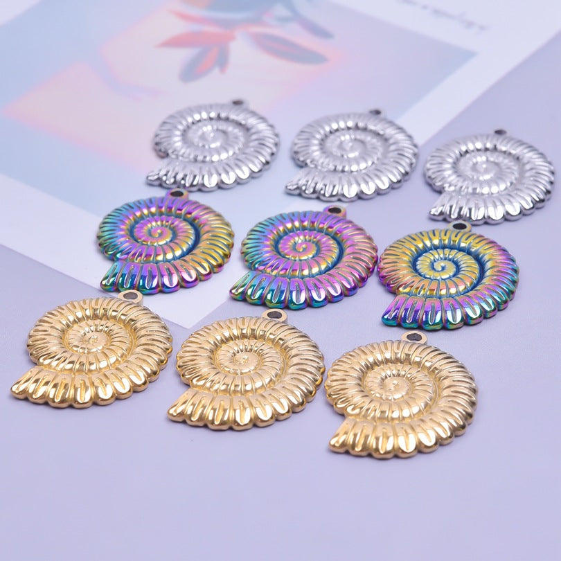 Colorful Golden Spiral Ornament Accessories Stainless Pendants