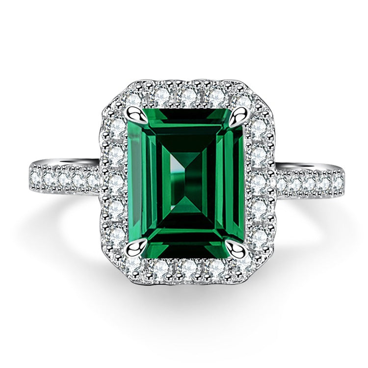 Emerald Female High Carbon Diamond Cut Ice Rings