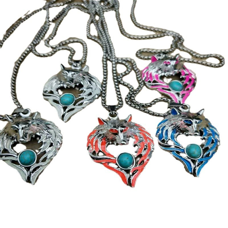 Men's Hip Hop Retro Turquoise Gemstone Luminous Dark Glowing Pendants