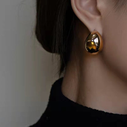 Women's Glossy Surface Semicircle Brass Cold Style Niche Earrings