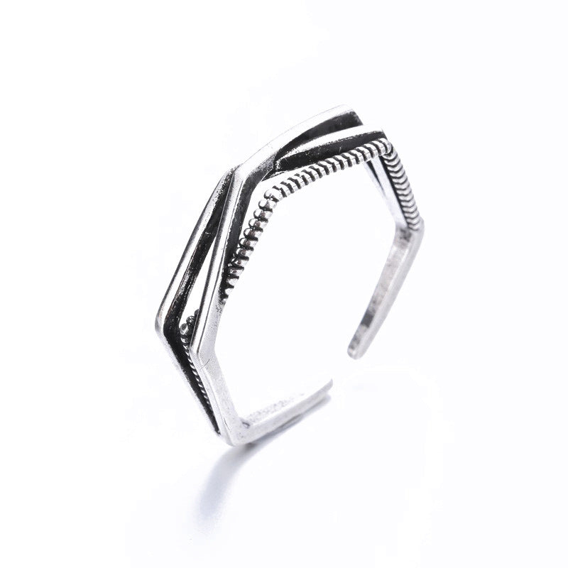 Women's Simple Retro Cold Wind Thread Wave Rings