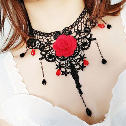 Dark Style Lolita Gothic Female Vintage Rose Necklaces