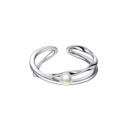 Women's Cross Imitation Pearl Simple Niche Design Rings