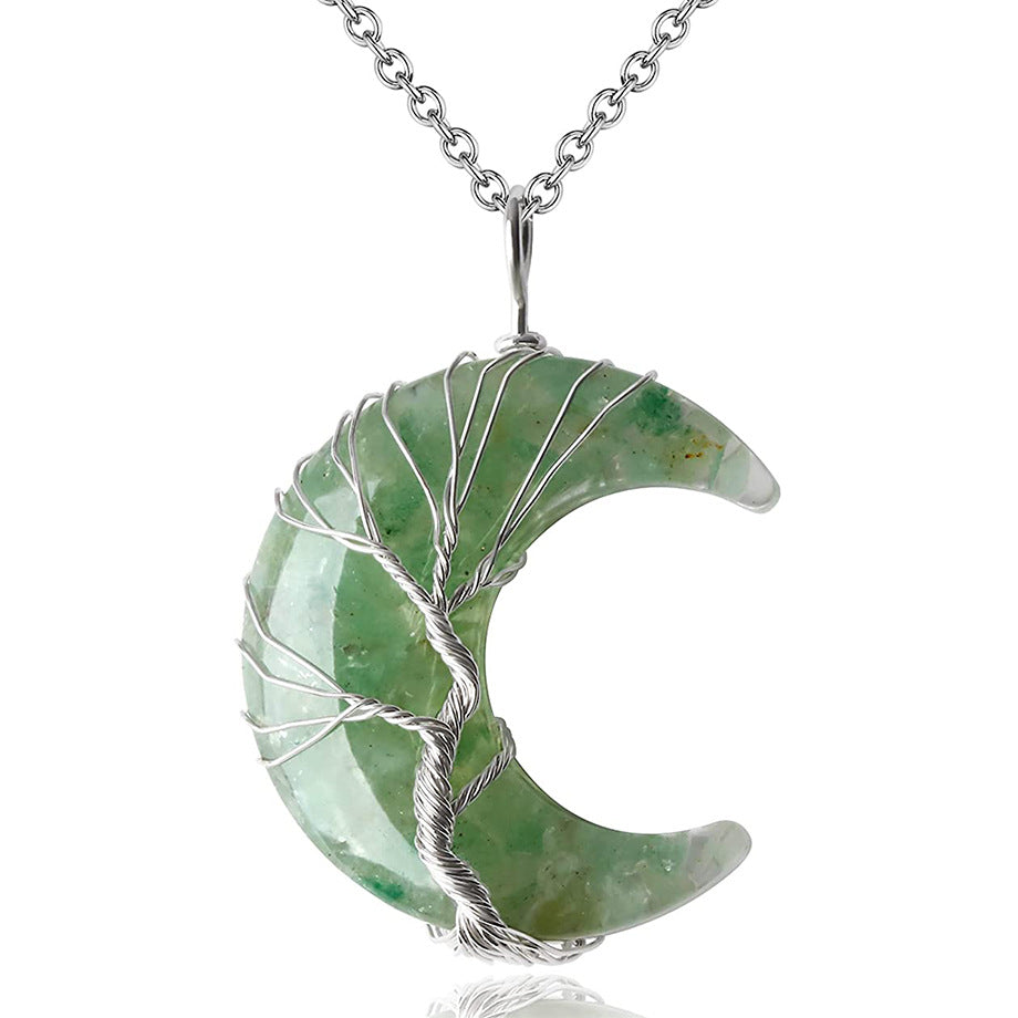 Gravel Resin Moon With Stainless Steel Pendants