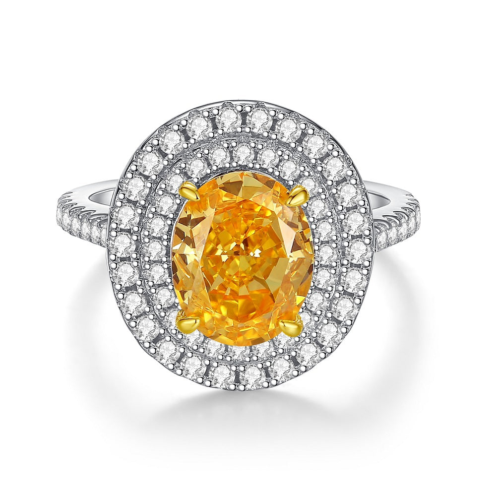 Sterling Sier Yellow Diamond Female Ice Rings