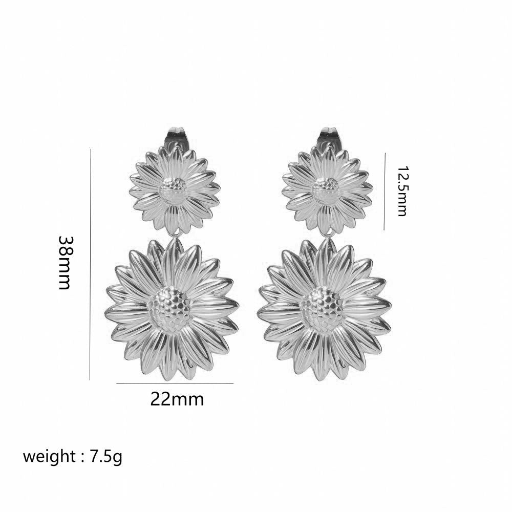 Gold Flower Female Niche Exaggerated Stainless Earrings