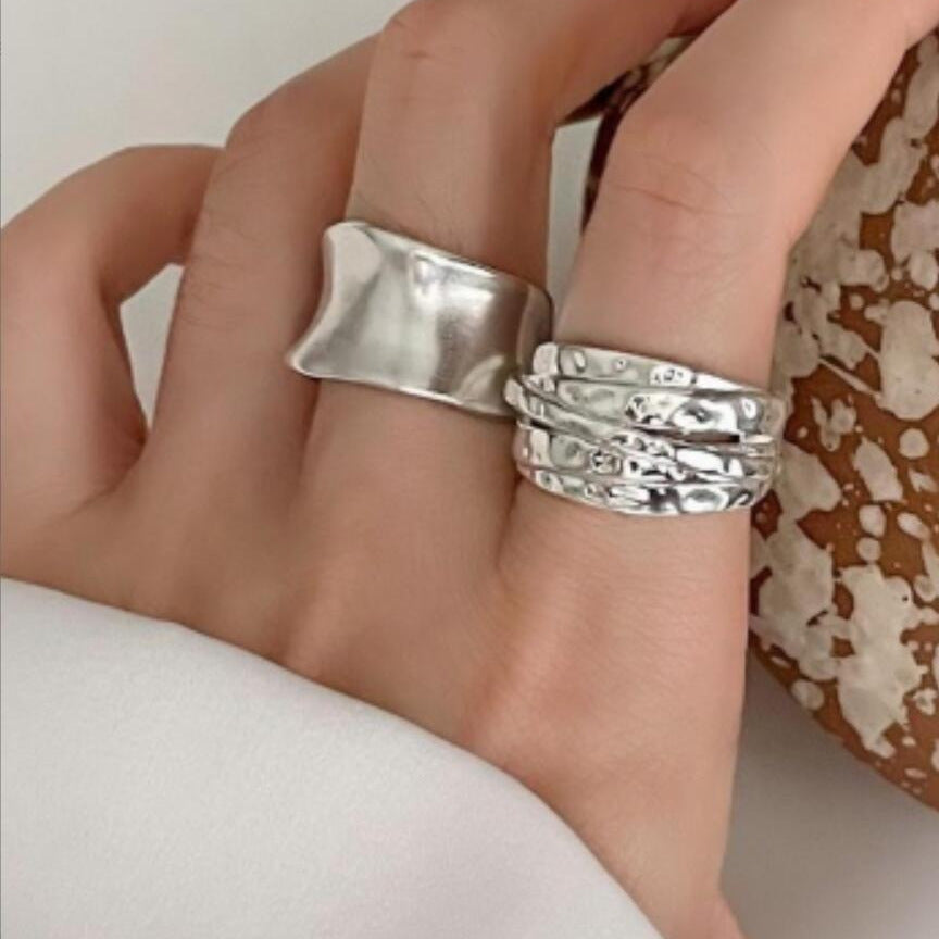 Women's Golden Irregular Opening Niche Trendy Set Graceful Rings