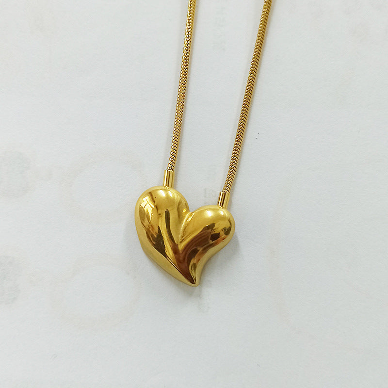 Women's Golden Exaggerated Big Love Heart-shaped Stainless Necklaces