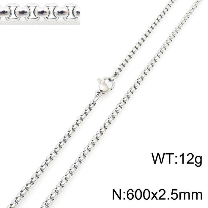 Women's & Men's Stainless Steel Square Pearl Chain Titanium Card Necklaces