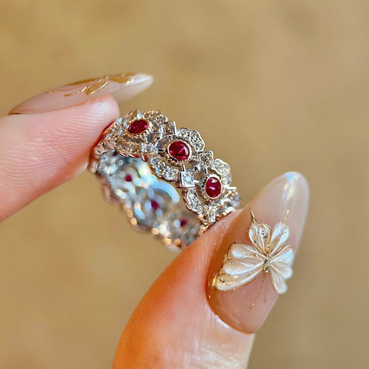 Women's Red Corundum Light Luxury Double Color Rings