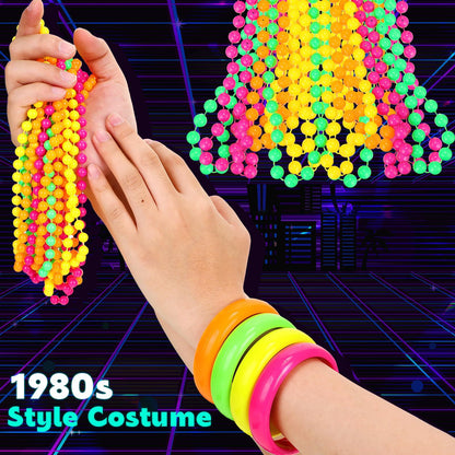 Women's Neon Color Pearl Party Dress Up Accessories String Necklaces
