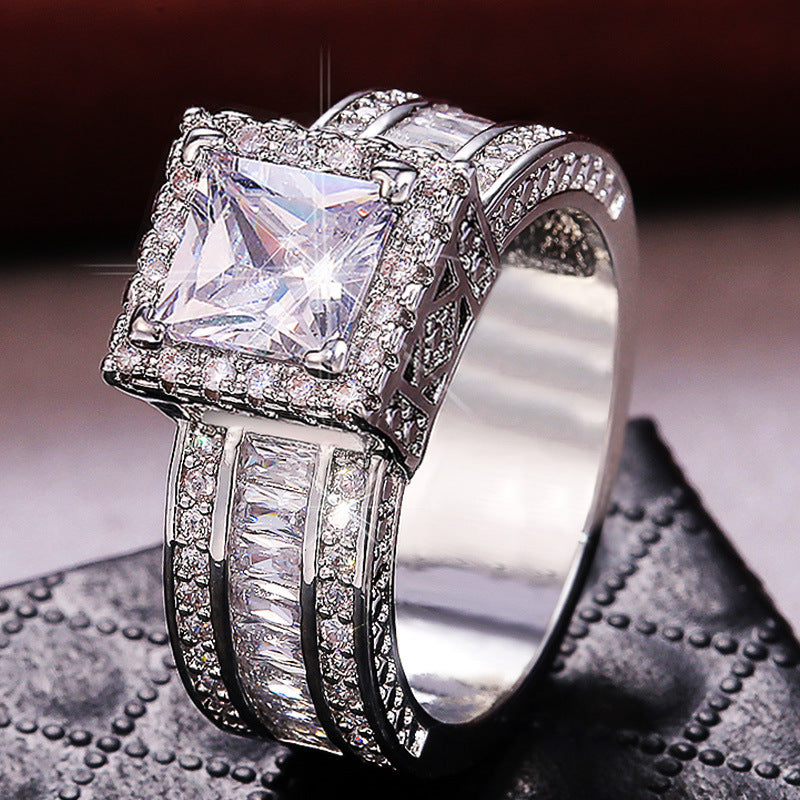 Rhinestone Square Fashion Female Engagement Proposal Rings