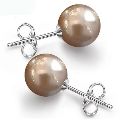 Champagne Gold Yellow Sier Gray Shell Pearl Ear Earrings