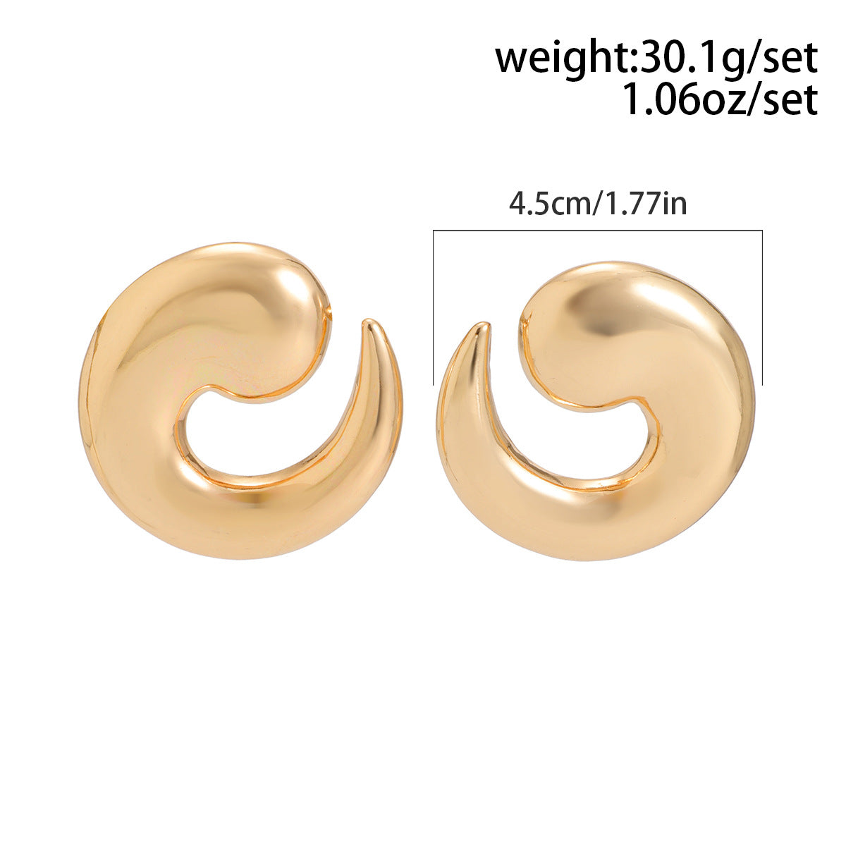 Retro Exaggerated Glossy Comma Large Water Drop Ear Fashion Earrings