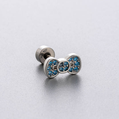 Zircon Butterfly Titanium Steel Ear Bone Pin Earrings