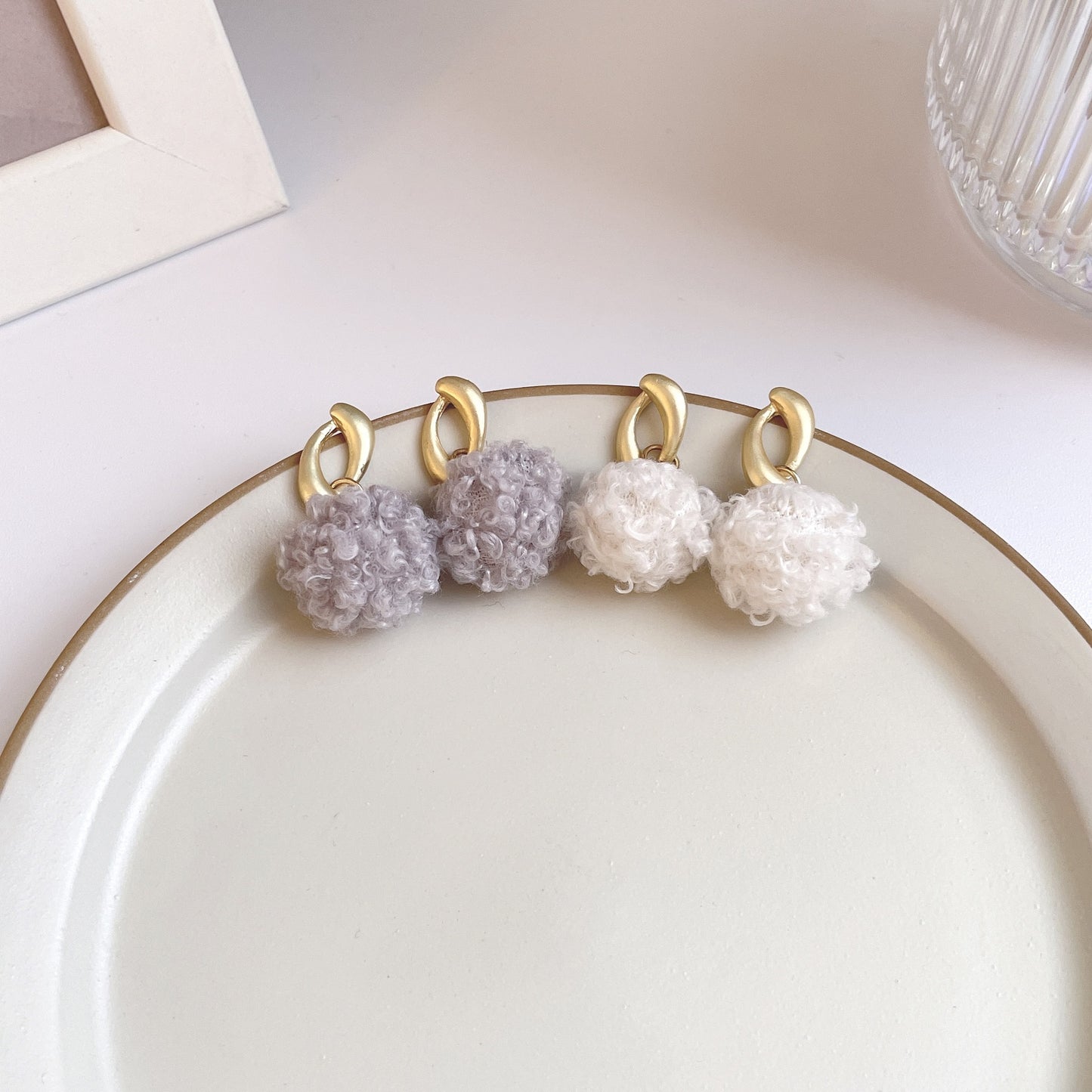 Graceful Cute Wool Ball Ear Female Lamb Earrings