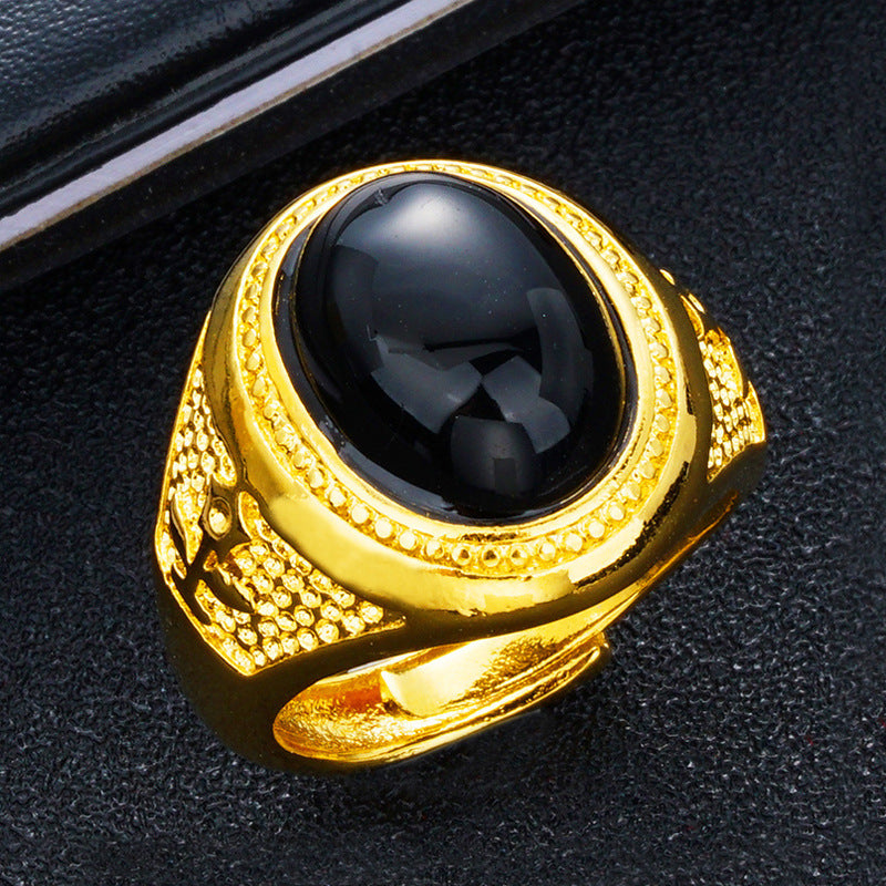 Men's No Color Fading Tourmaline Agate Brass Simulation Rings