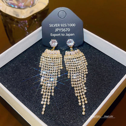 Women's Zircon Tassel High-grade Light Luxury Delicate Earrings