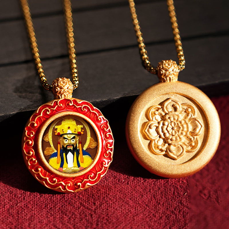 Three-dimensional Tibetan Style Fifth Master Brass Painted Wipe Pendants