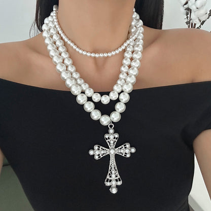 Personality Hollow Out Cross Twin Clavicle Necklaces