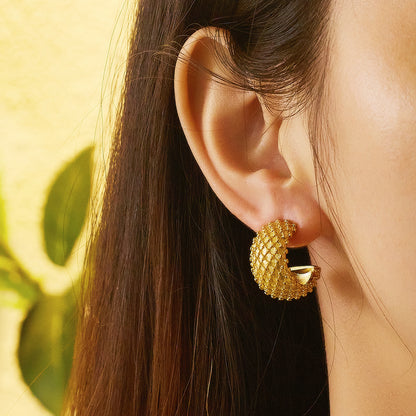 Twist Round Diamond Woven Wheat Ear Earrings