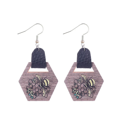 Western Style Farm Series Sunflower Bee Earrings