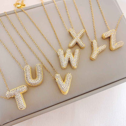 Women's Letter Hip Hop Full Zircon Exquisite Necklaces